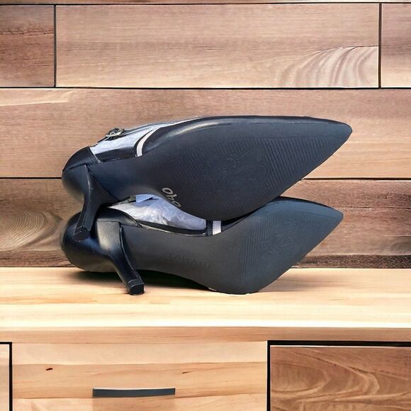 NEW Tahari Britta strappy pointed toe heels 7 1/2 Black/Vanilla Ice - Picture 5 of 6